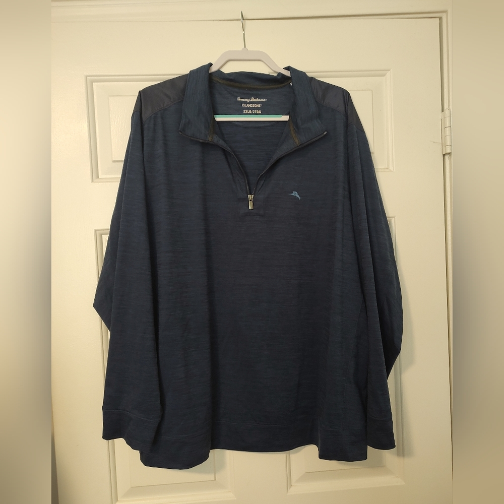 Tommy Bahama Men's Island Zone Tropic Point Pullover 1/2 Zip Blue Size 2XL